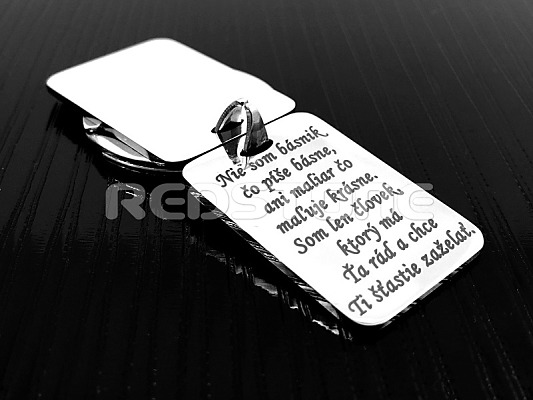 Oceľová kľúčenka love s textom